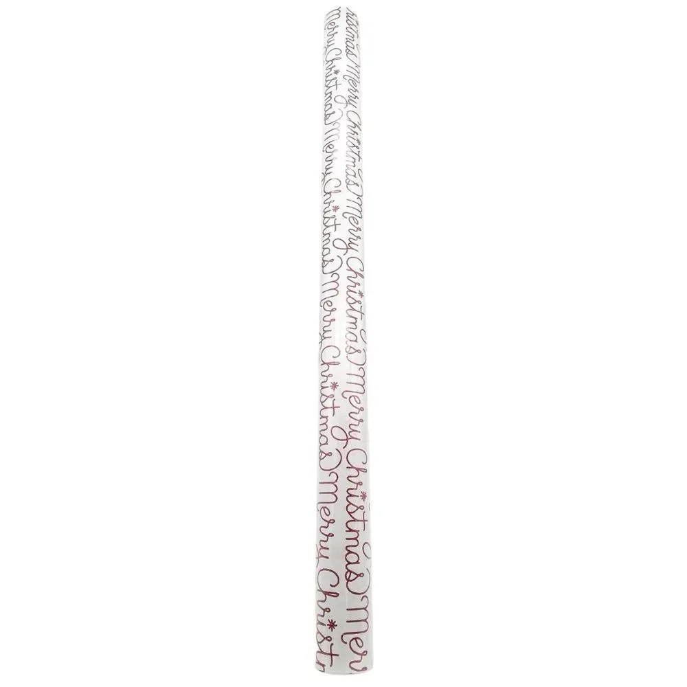 NWT Paper Source Merry Christmas Script Glitter Wrapping Paper Roll 27.5”x59”